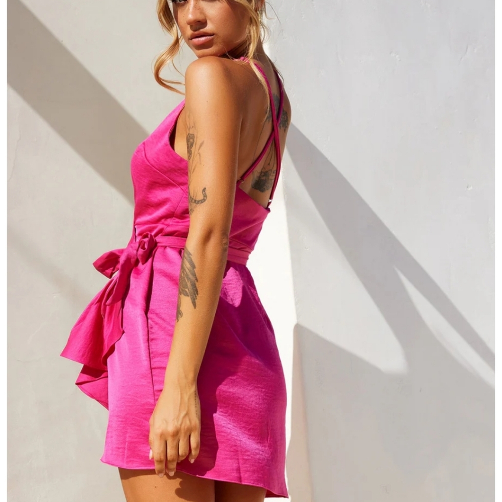 That's A Wrap Mini Dress Hot Pink